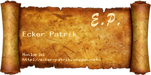 Ecker Patrik névjegykártya
